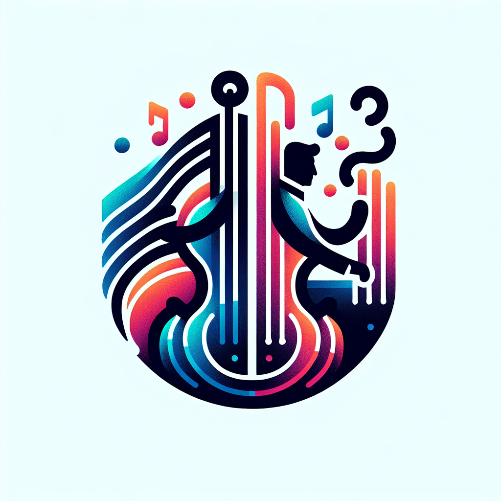 Ein Logo für eine Website eines Komponisten und Kontrabassisten, das die Kreativität und Musikalität der Partituren widerspiegelt, mit einem modernen und ansprechenden Design, das sowohl die Ernsthaftigkeit der Musik als auch die Zugänglichkeit der Werke betont.